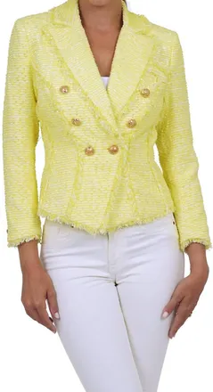 Love Token Catherine Tweed Blazer In Yellow