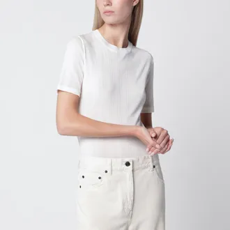 The Row Etina slim cotton jersey top in ivory