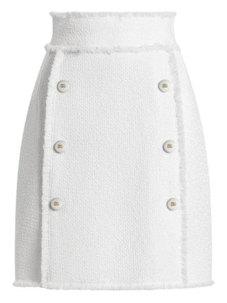 Dolce & Gabbana DNA decorative-button mini skirt - women - Virgin Wool/Polyamide/Viscose/Spandex/Elastane/Silk - 38 - White