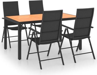 vidaXL Juego De Comedor De Jard&iacute;n 5 Piezas Negro Y Marr&oacute;n Vidaxl