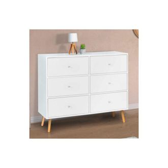 IDMarket Arcón escandinavo blanco de 6 cajones emmie 110 cm