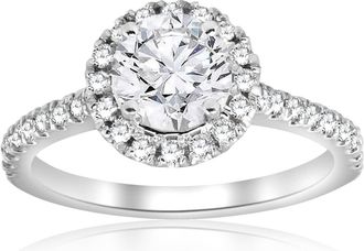 Pompeii3 1 ct Round Diamond Halo Engagement Ring 14k White Gold