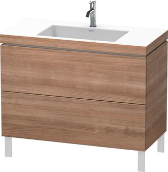 Duravit Lavabo Para Muebles Duravit L-cube C-bonded Con Base De Pie, 100x48 Cm, 2 Extra&iacute;bles, Sin Rebosadero, 1 Agujero Para Grifo, Color: Cerezo Del Tesino -