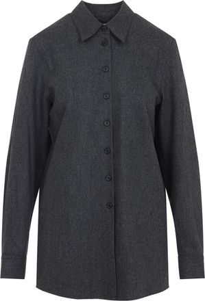 Khaite Womens Auryn Shirt - Dark Grey Wool - Size Small