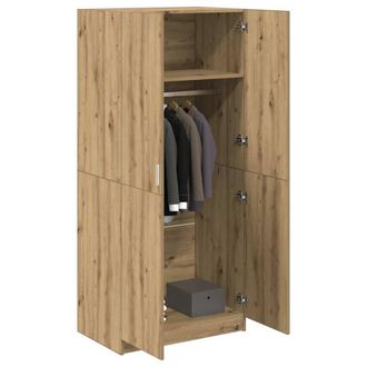 Berkfield Home Wardrobe Artisan Oak 80x52x180 cm Engineered Wood in Brown | Size: 80 x 52 x 180 cm