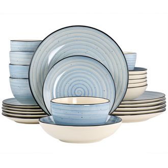 Elama Gia 24 Piece Round Stoneware Dinnerware Set