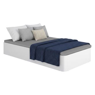 Dmora Cama Individual Arco, Contenedor, Colch&oacute;n 90x190 Cm, Estructura Con Esquinas Redondeadas, Contenedor Con Tela, Blanco