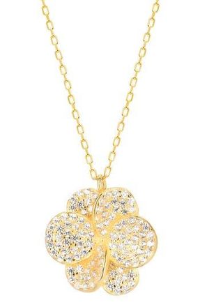 Gabi Rielle Pavé Cubic Zirconia Floral Pendant Necklace in Gold at Nordstrom Rack
