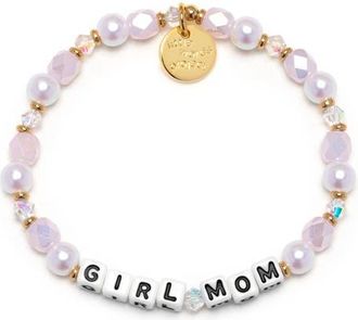 Little Words Project Girl Mom Beaded Stretch Bracelet in White at Nordstrom, Size Medium