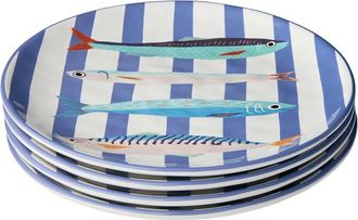 Certified International Something Fishy Set Of 4 Dinner Plates