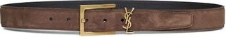 Saint Laurent Belts, female, Brown, Size: 70 CM Cassandre Suede Belt