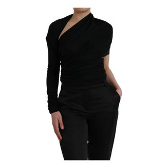 Dolce & Gabbana Stijlvolle Wollen Top met Uitsnijddetail - Dames - Longsleeves - Zwart - S - Wol - Tops