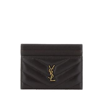Saint Laurent Cassandre Card Case In Lambskin