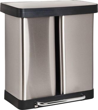 Beliani Beliani - Moderno cestino doppio con pedale e coperchio per cucina Materiale sintetico riciclabile in metallo Argento Ecocollect