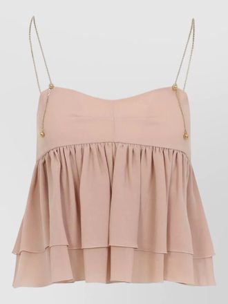 Chlo&eacute; silk sleeveless ruffled blouse