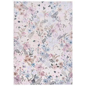 Beliani Alfombra Elegante 140 X 200 Cm De Tela Motivo Floral Sala De Estar Dormitorio Apto Para Calefacci&oacute;n Por Suelo Radiante Base Antideslizante Multicolor 