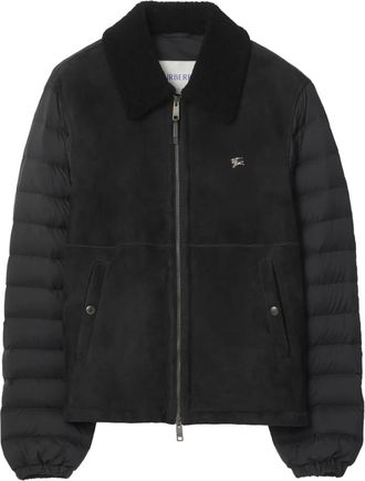 Burberry Equestrian shearling nylon puffer jacket - men - Nylon/Lamb Shearling/Down/Duck Feathers - S - Black