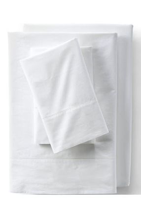 Lands End 300 Thread Count Cotton Percale Bed Sheet Set in White at Nordstrom, Size California King