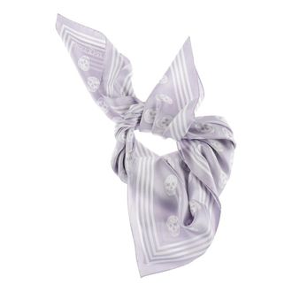 Alexander McQueen Accessoires, Dames, Paars, ONE Size, Biker Skull Zijden Sjaal