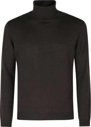 Roberto Collina Dolcevita ML Lana Merino - Heren - Coltruien - Bruin - L - Wol - Truien & Vesten