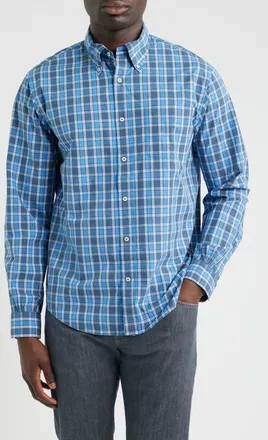 Brooks Brothers Friday Plaid Cotton Poplin Button-Down Shirt in Regatta Outline Check at Nordstrom, Size Xx-Large