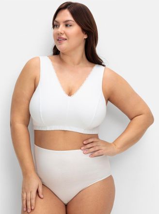 Sheego B&uuml;gelloser BH SHEEGO, Damen, Gr. 11,5, Cup G, blau (marine, wei&szlig;), 95% Baumwolle, 5% Elasthan, BHs B&uuml;gelloser BH