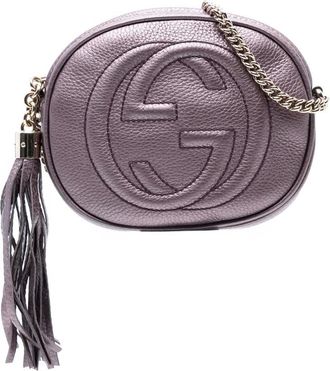Gucci Pre-owned Cross Body Bags, female, Purple, Size: ONE SIZE Pre-owned Leather Round Shoulder Bag