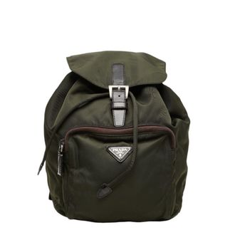 Prada Green Nylon Leather Backpack (Pre-Owned)