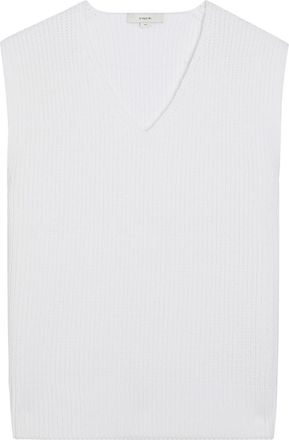 Vince V-neck Fine-knit Cotton-blend Vest - White - XL (UK16 / XL)