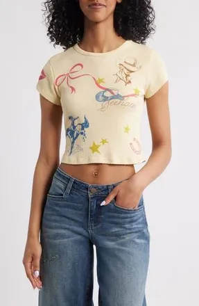 Daydreamer Western Flash Pointelle Cotton Graphic T-Shirt in Butter Yellow at Nordstrom Rack, Size X-Small