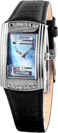 Chronotech Womens Rectangular Watch Ct7017l04sac - Black Leather - One Size