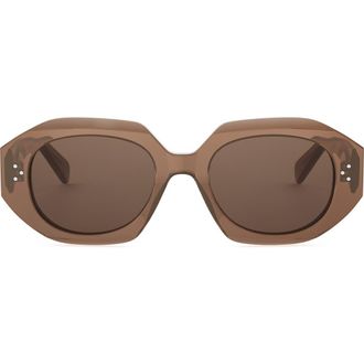 Celine Bold 3 Dots 52mm Geometric Sunglasses in Shiny Dark Brown /Brown at Nordstrom