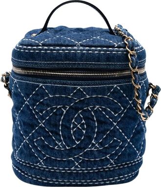 Chanel Pre-owned Quilted Vanity Case - Dames - Vintage Mini Tas - Blauw - ONE Size - Vintage