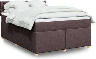 vidaXL Cama Box Spring Con Colch&oacute;n Tela Marr&oacute;n Oscuro 140x200 Cm Vidaxl