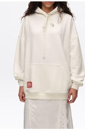 Bimba & Lola Embroidered Oversize Hoodie in White at Nordstrom, Size X-Small