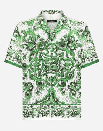 Dolce & Gabbana Majolica-print Crochet Hawaiian Shirt - Man Shirts Print 37