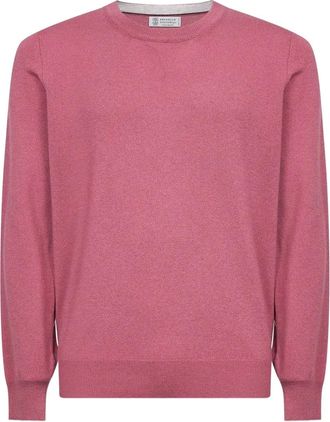 Brunello Cucinelli ribbed-knit crew-neck sweater - men - Cashmere - 48 - Pink