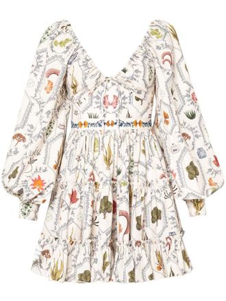 Agua Bendita Honor floral-embroidered minidress - women - Cotton - S - White