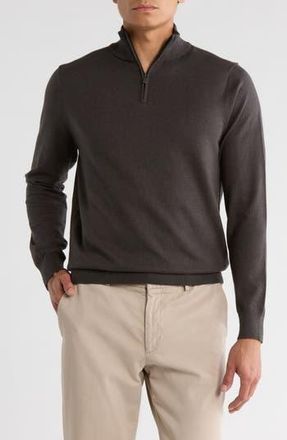 14th & Union Quarter Zip Organic Cotton & Cashmere Sweater in Black Raven at Nordstrom Rack, Size Xx-Large