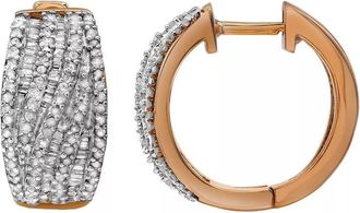 DiamondMuse Diamond Muse 0.50 cttw Yellow Gold Over Sterling Silver Diamond Hoop Earrings