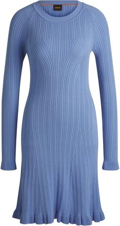 HUGO BOSS Womens Crew Neck Long Sleeve Knee Length Sweater Dress in Bright Blue - Size 12 UK