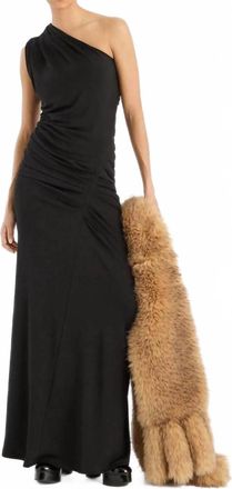 Rotate Draped One Shoulder Dress In Black