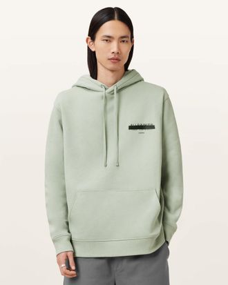 AllSaints Cotton Redact Pullover Embroidered Logo Hoodie, Size: M