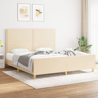 vidaXL Cama Sin Colch&oacute;n Tela Color Crema 180x200 Cm Vidaxl