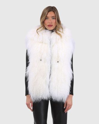 Gorski REVERSIBLE SELECT MONGOLIAN SHEARLING LAMB VEST WITH LORO PIANA WOOL AND CASHMERE BLEND BACK