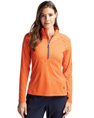 Cutter & Buck Adapt Eco Knit Stretch Recycled Womens Half Zip Pullover Jacket