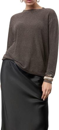 Mango Sparkle Finely Knit Sweater in Chocolate at Nordstrom, Size Large