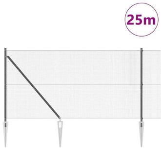 Berkfield Home Sturdy Welded Wire Fence with 13 Spike Posts Grey 1.4x25 m Steel