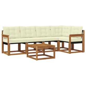 vidaXL Conjunto De Sof&aacute;s De Exterior Con Coj&iacute;n 6 Pcs Natural Y Crema Vidaxl
