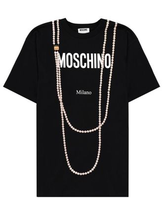 Moschino White Milano Printed Crewneck T-Shirt